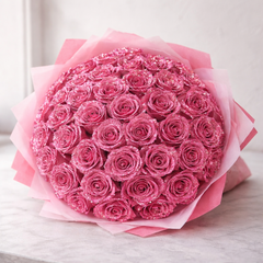 Pink Glitter Rose Bouquet- Valentine's Day Edition